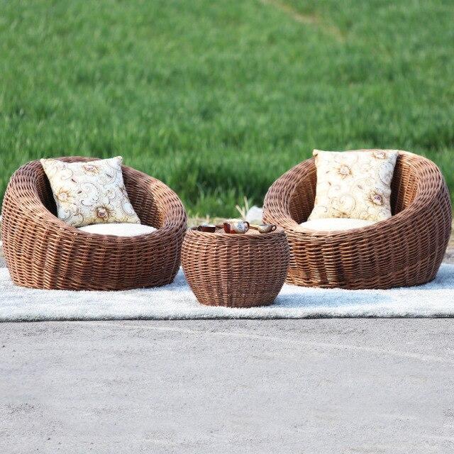 Weave Sofa Cane Set (Outdoor 2 Chairs & Tea Table)