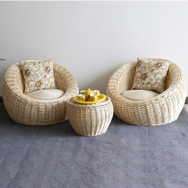 Weave Sofa Cane Set (Outdoor 2 Chairs & Tea Table)