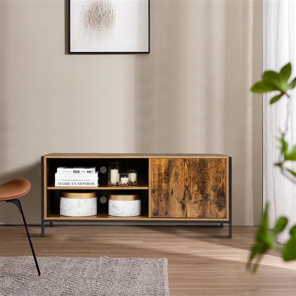 Retro Wooden Industrial TV Stand