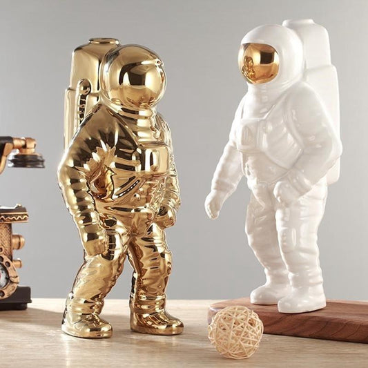 White & Gold Astronaut Vase