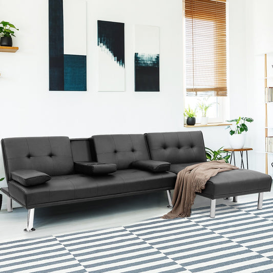 Black 3-Piece Convertible Sectional Sofa