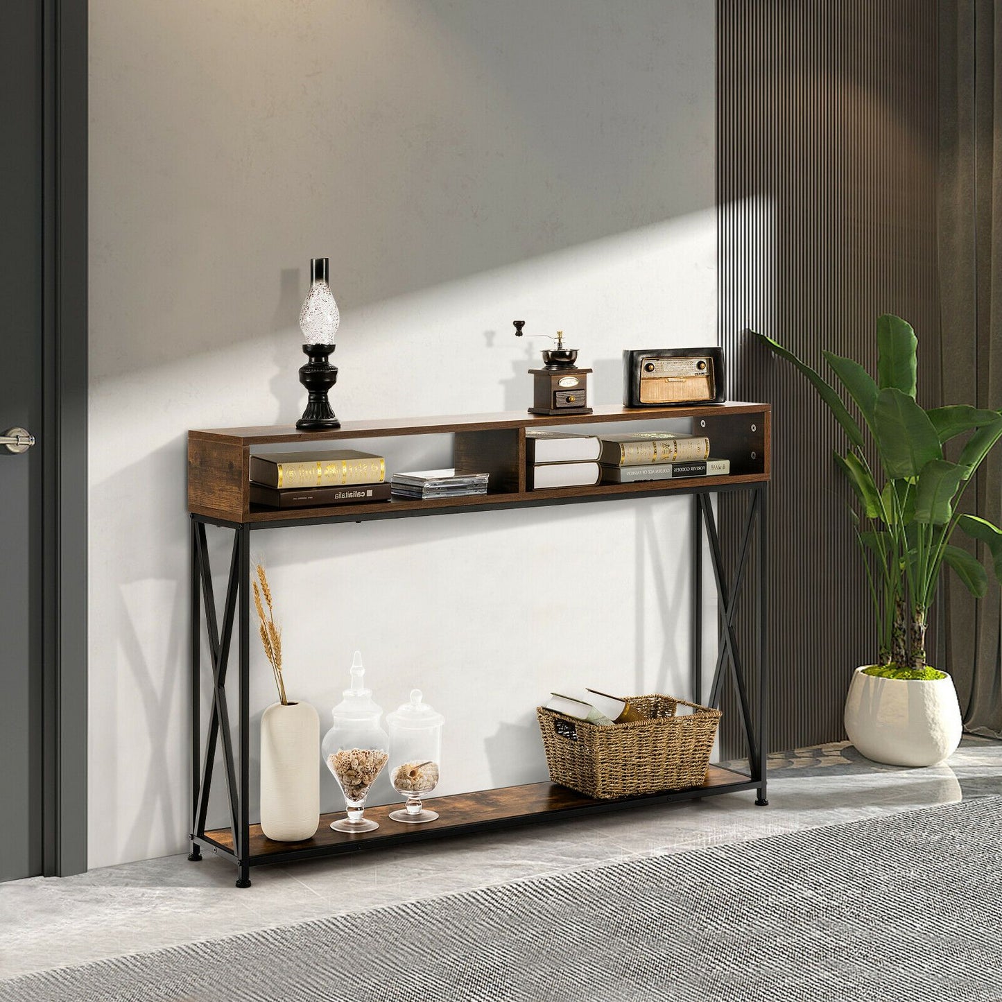 Steel Open Shelf Storage Console