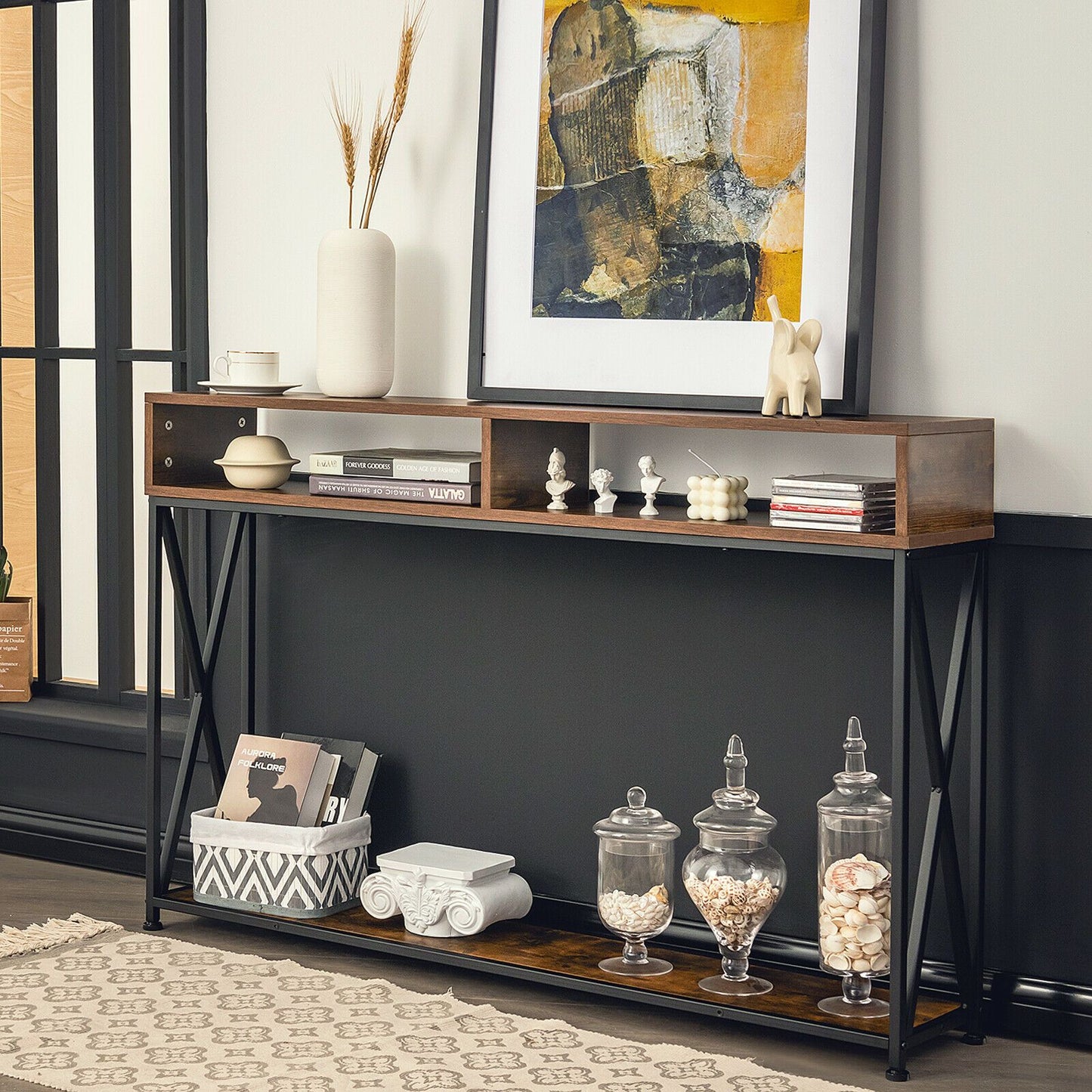 Steel Open Shelf Storage Console