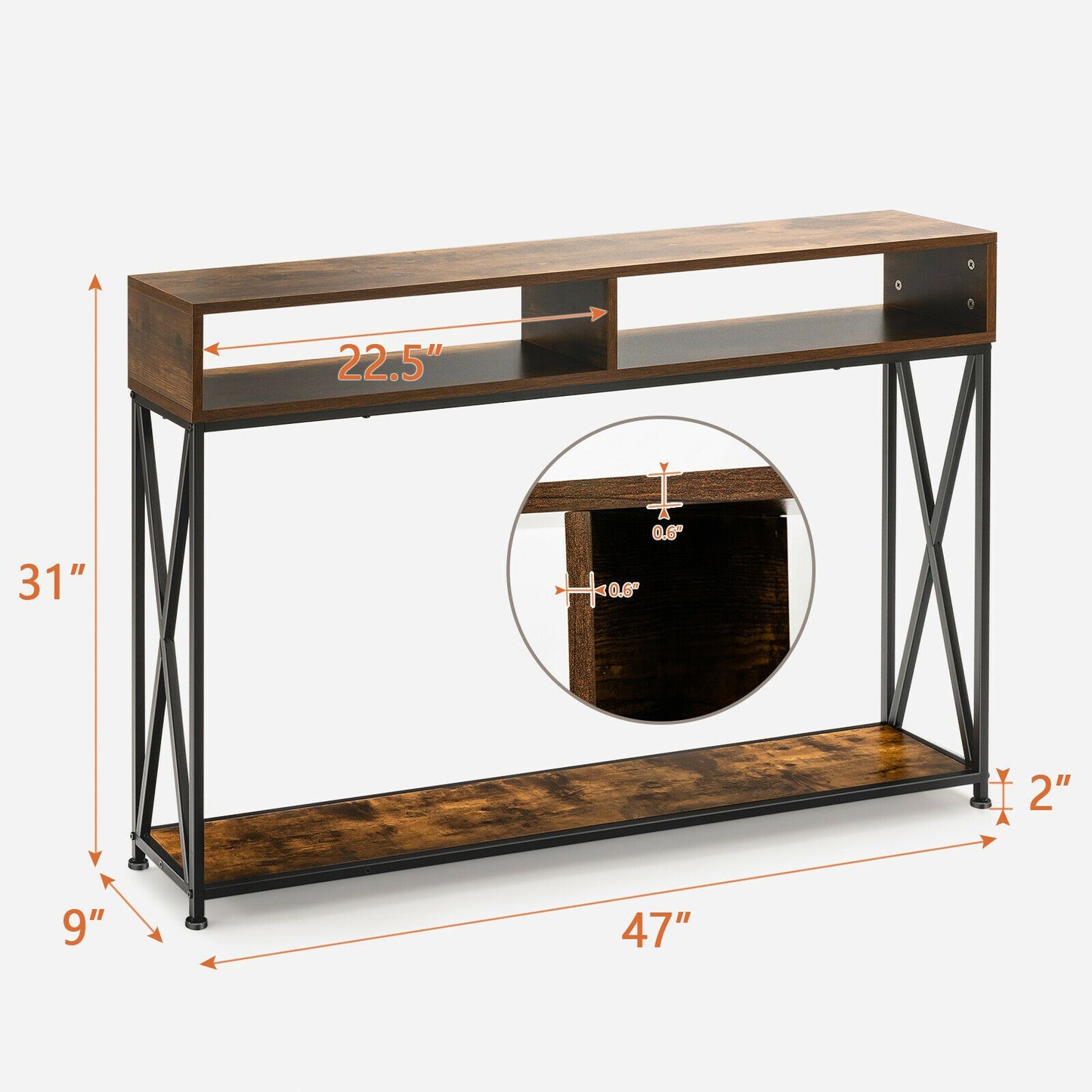 Steel Open Shelf Storage Console