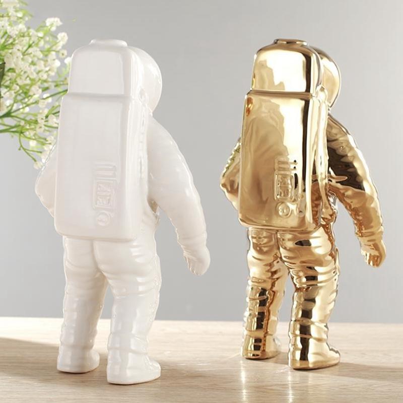 White & Gold Astronaut Vase