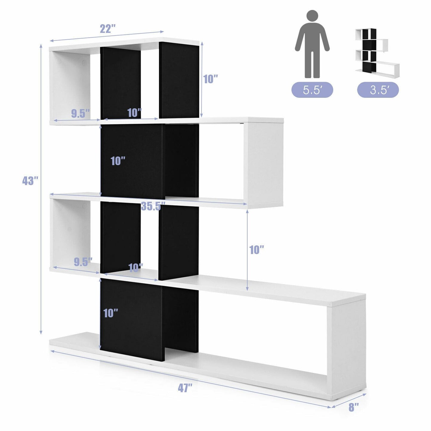 5 Tier Corner Bookshelf Storage Rack