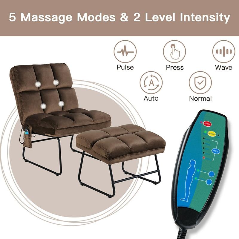 Velvet Massage Chair w/ Ottoman