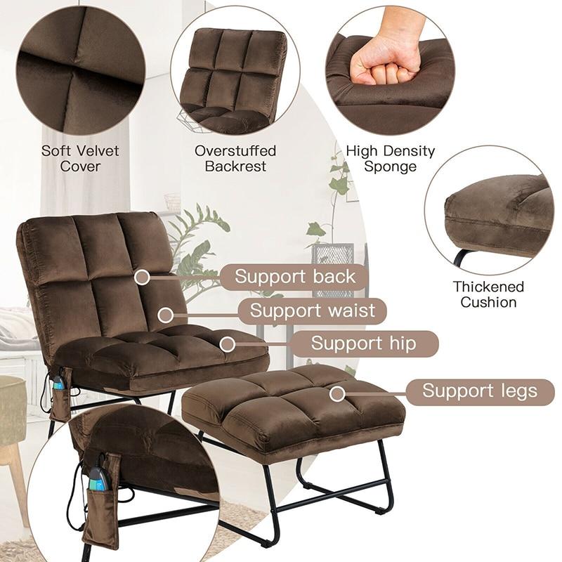 Velvet Massage Chair w/ Ottoman