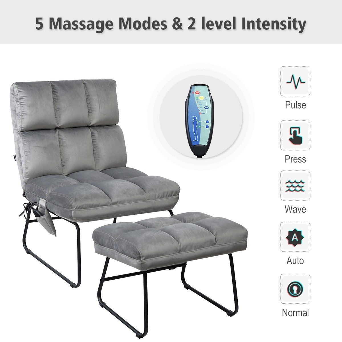 Velvet Massage Chair w/ Ottoman