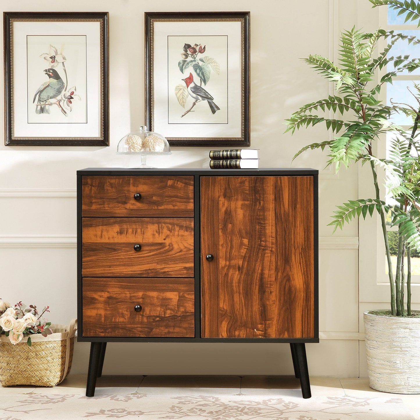 Retro Storage Cabinet w/ Adjustable Shelf Drawer