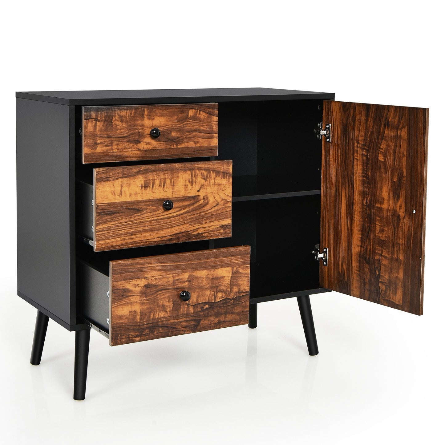 Retro Storage Cabinet w/ Adjustable Shelf Drawer