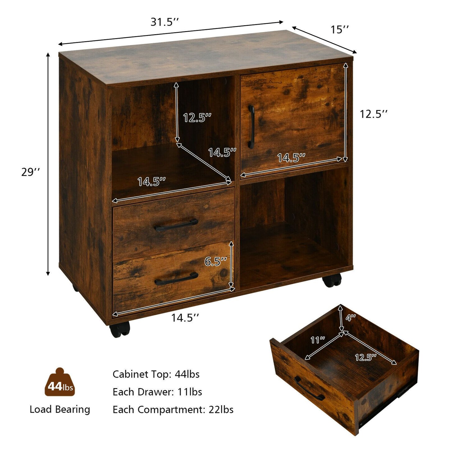 Cabinet Printer Stand with Storage Shelves