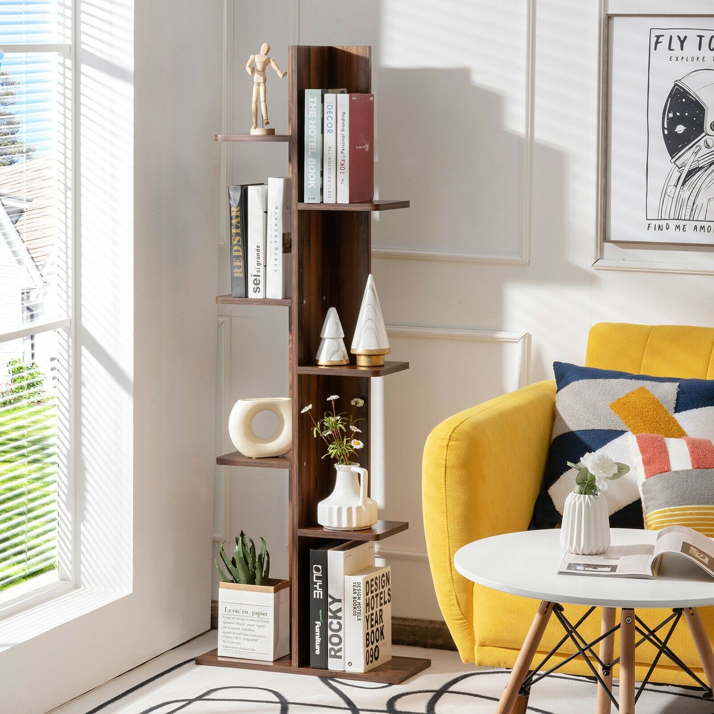 Open Walnut Bookcase Display