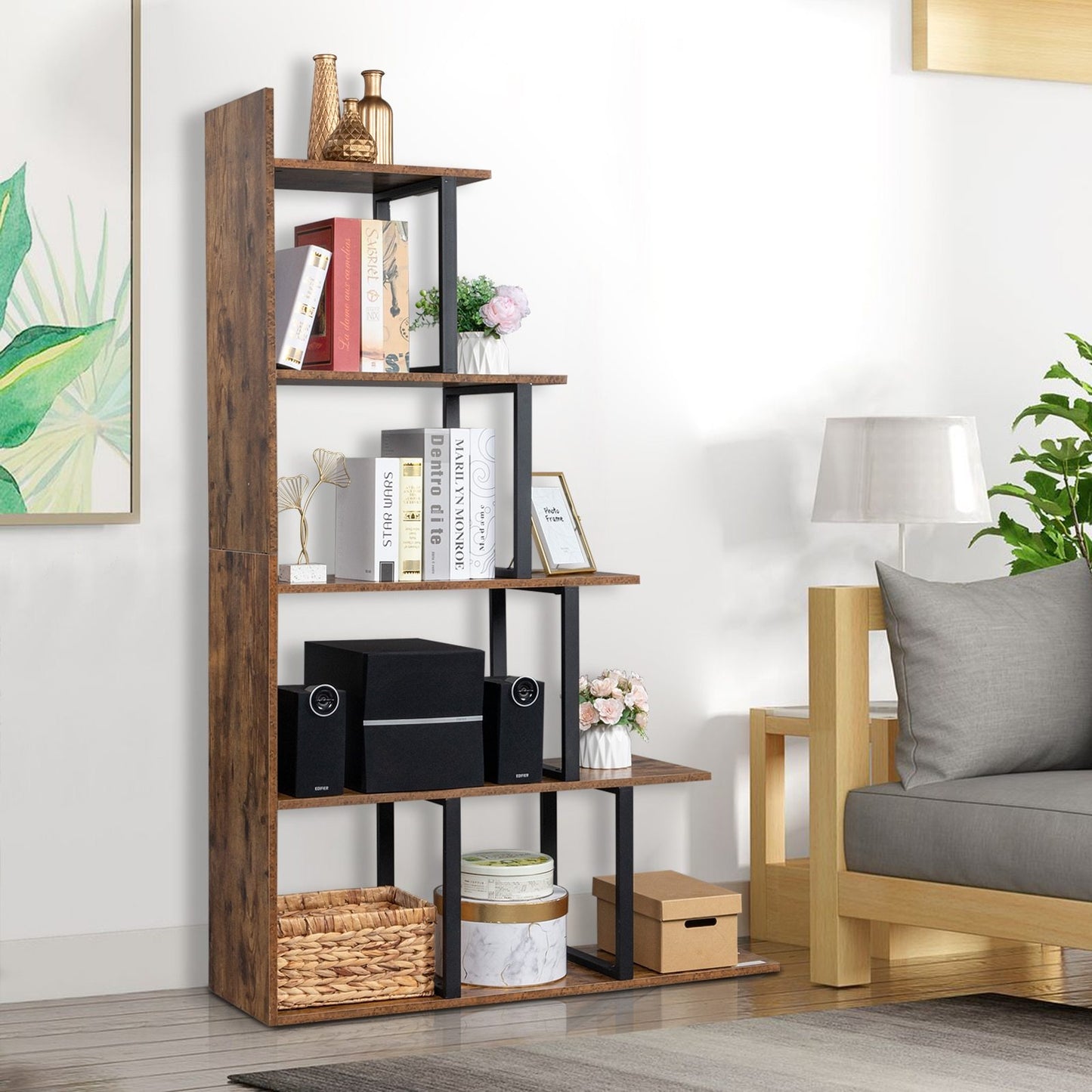 5-Tier Freestanding Bookshelf Display