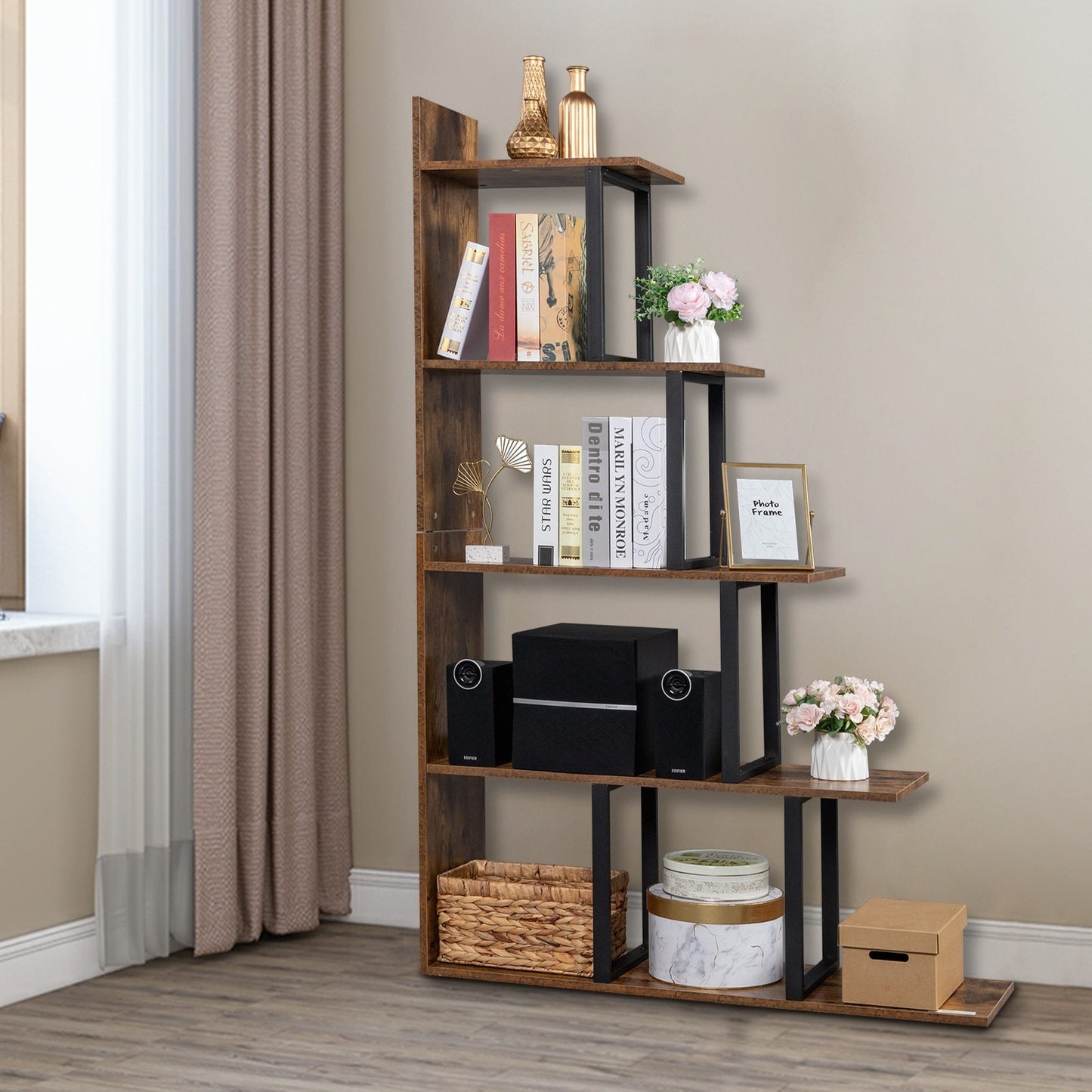 5-Tier Freestanding Bookshelf Display