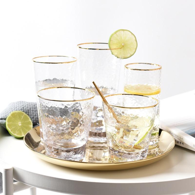 Frosted Gold Rim Drinking Glasses